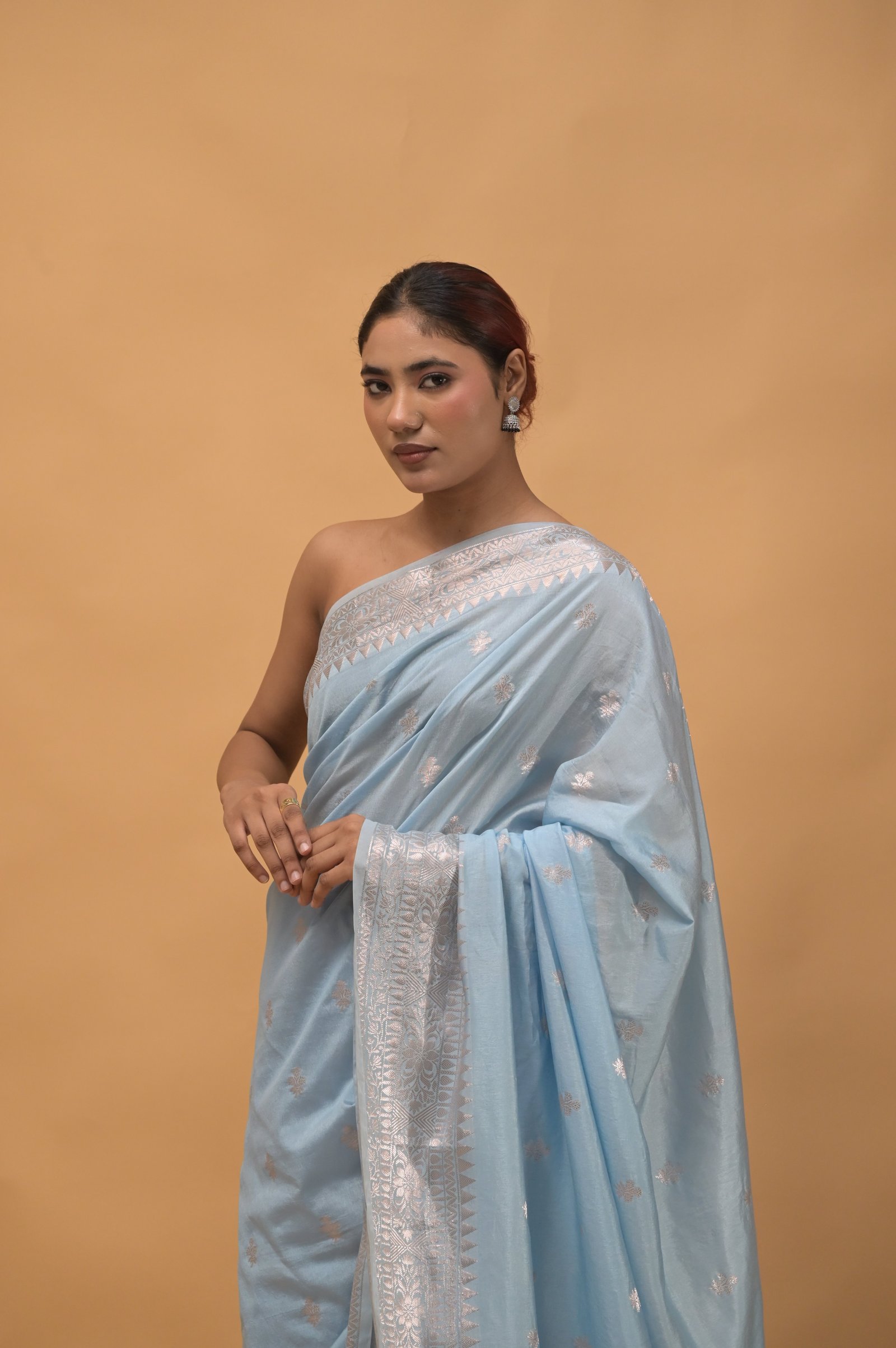 Handwoven Elegance in Pastel Blue Katan Silk Banarasi  Saree